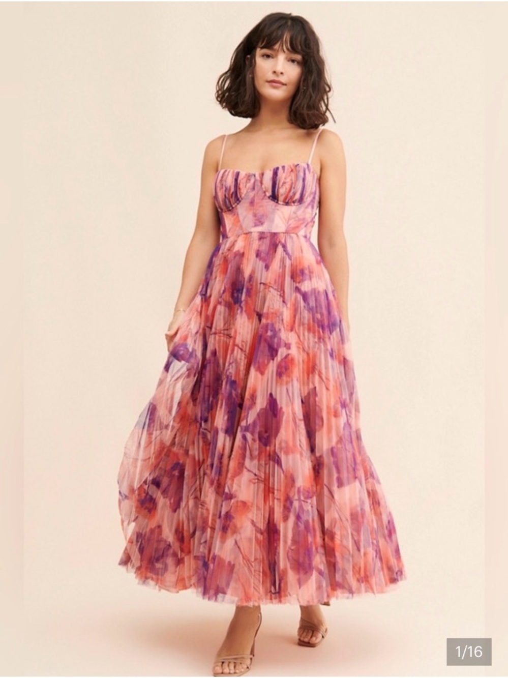 Hutch Amara Pink Watercolor Midi Dress